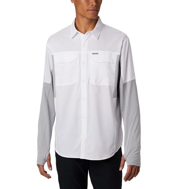 Columbia Silver Ridge Shirts Men White Grey USA (US613723)